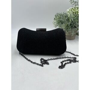 Sondra Robert’s Black Fabric‎ Metal Chain Strap Clutch